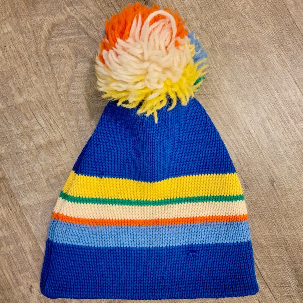 Vintage Smiley Beanie Wool USA Retro Ski Snow Colorful READ